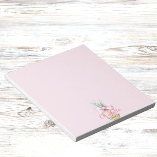 Pink bow pineapple tropical name notepad