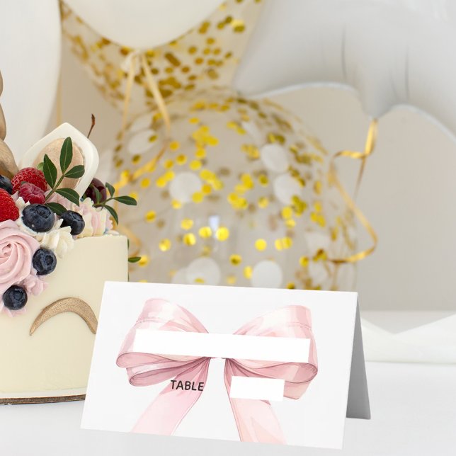 Pink Bow Place Cards | Elegant Folded (Creator Uploaded)