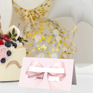 Pink Bow Place Cards   Elegant Folded