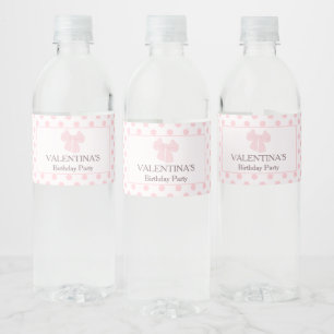 Pink bow polka dot birthday party water bottle label