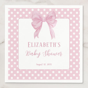 Pink Bow Polka Dots Baby Shower Napkins