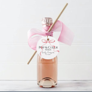 Pink Bow Pop And Cheer Favour Tags