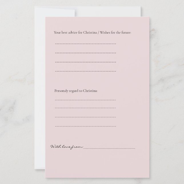 Pink Bow Predictions and advice game for Baptism (Back)