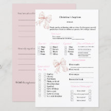 Pink Bow Predictions and advice game for Baptism