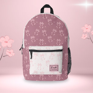 Pink Bow Preppy Coquette Custom Script Name Printed Backpack