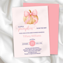 Pink bow pumpkin baby fall shower minimalistic