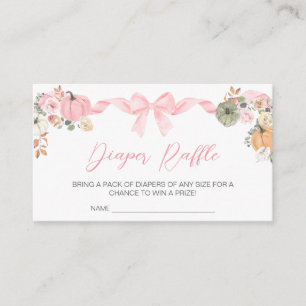Pink Bow Pumpkin Baby Shower Diaper Raffle Enclosure Card