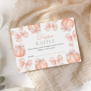 Pink Bow Pumpkin Baby Shower Diaper Raffle Enclosure Card