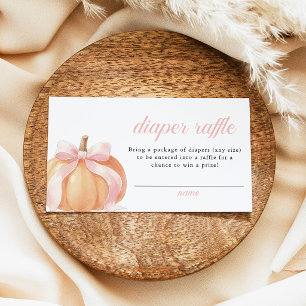 Pink Bow Pumpkin Baby Shower Diaper Raffle Ticket