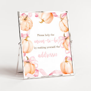 Pink Bow Pumpkin Baby Shower Envelope Station Sign