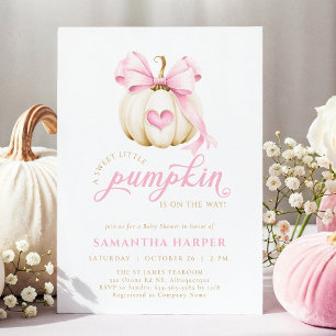 Pink Bow Pumpkin Baby Shower Invitation