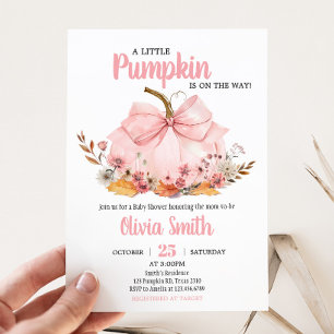 Pink Bow Pumpkin Baby Shower Invitation
