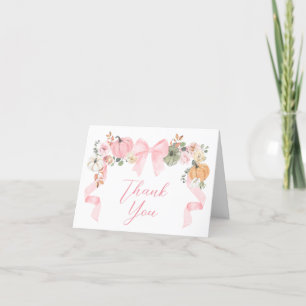 Pink Bow Pumpkin Baby Shower Thank You Card