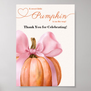 Pink Bow Pumpkin Baby Shower “Thank You Poster