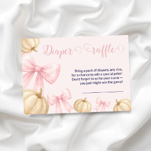 Pink bow Pumpkin diaper raffle Card Baby Shower