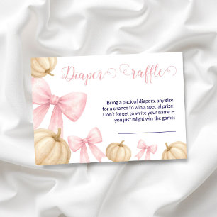 Pink bow Pumpkin diaper raffle Card Baby Shower