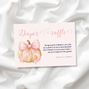Pink bow Pumpkin Diaper Raffle Card Baby Shower