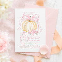 Pink Bow Pumpkin Elegant Fall Girl Baby Shower