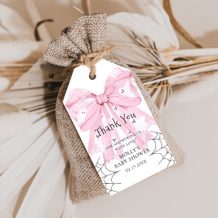 Pink Bow Pumpkin Ghost Baby Shower Gift Tags