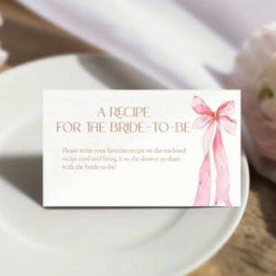 Pink Bow Recipe for the bride to be Enclosure Card