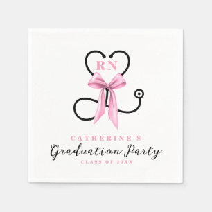 Pink Bow Registered Nurse Graduation Napkin