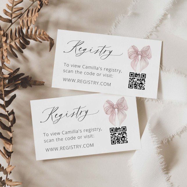 Pink Bow Registry QR code Enclosure Card (Creator Uploaded)