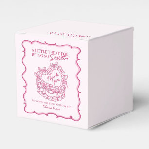 Pink Bow Retro Heart Coquette Cake Birthday Favour Box