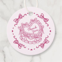 Pink Bow Retro Heart Coquette Cake Birthday