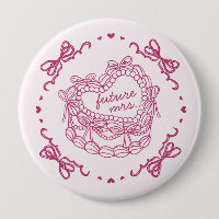 Pink Bow Retro Heart Coquette Cake Bridal Shower