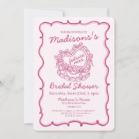 Pink Bow Retro Heart Coquette Cake Bridal Shower