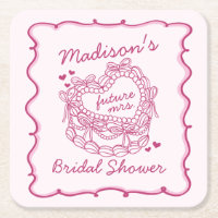 Pink Bow Retro Heart Coquette Cake Bridal Shower