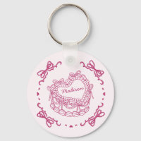 Pink Bow Retro Heart Coquette Cake Favours