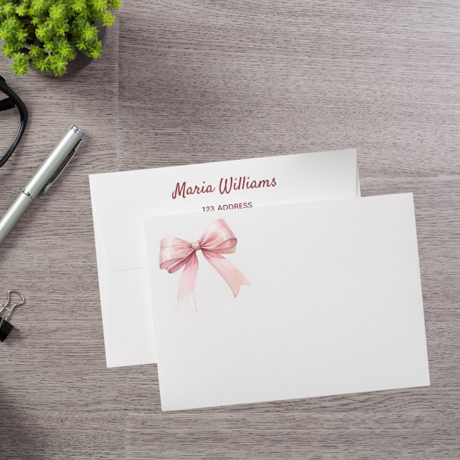 Pink bow return address envelope (Creator Uploaded)