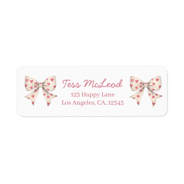 Pink Bow Return Address Labels (Front)