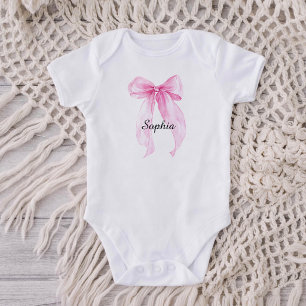 Pink Bow Ribbon Baby Bodysuit