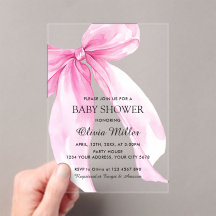 Pink Bow Ribbon Baby Shower
