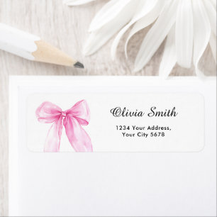 Pink Bow Ribbon Baby Shower Address