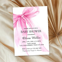 Pink Bow Ribbon Baby Shower
