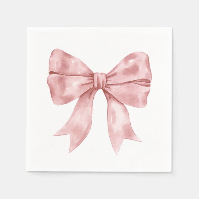 Pink Bow Ribbon Baby Shower Napkin (Front)