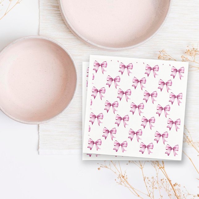 Pink Bow Ribbon Baby Shower Napkin (Creator Uploaded)