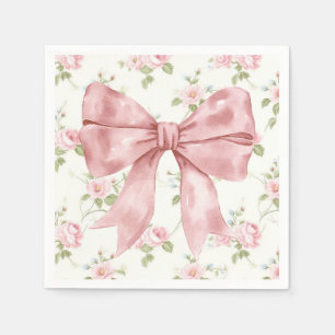 Pink Bow Ribbon Baby Shower Napkin