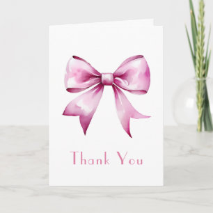 Pink Bow Ribbon Baby Shower Thank You Card