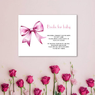 Pink Bow Ribbon Books for baby Enclosure Card