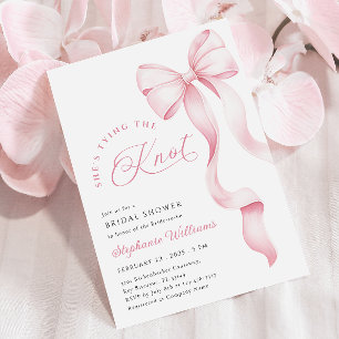 Pink Bow Ribbon Bridal Shower Invitation