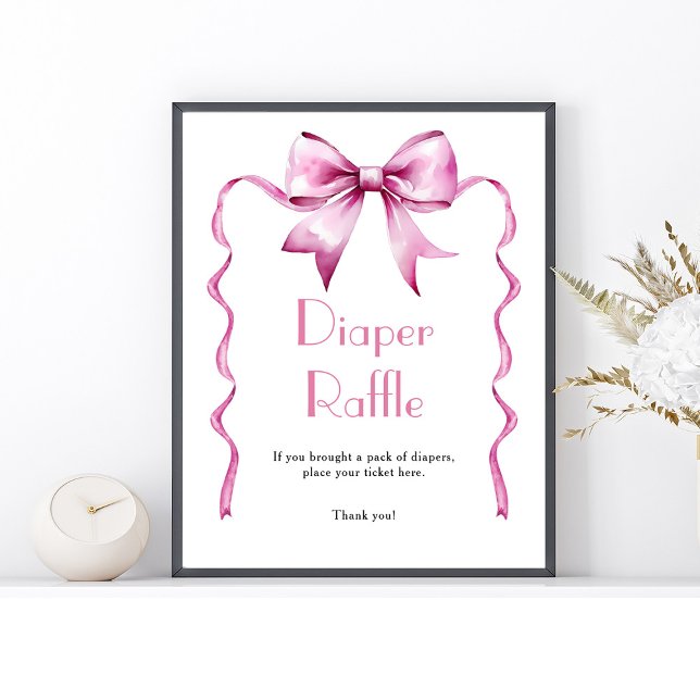 Pink Bow Ribbon Diaper Raffle  Poster (Creator Uploaded)