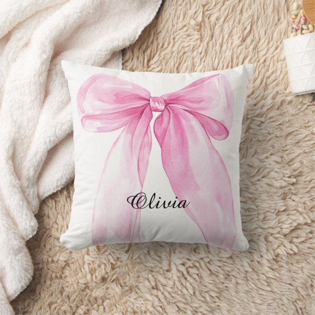 Pink Bow Ribbon Nursery Cushion (Blanket)