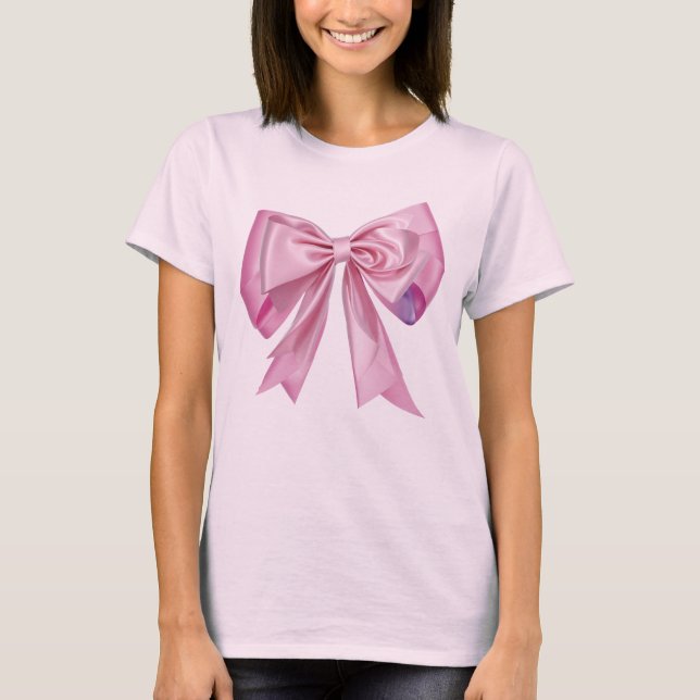 Pink Bow Ribbon T-Shirt (Front)