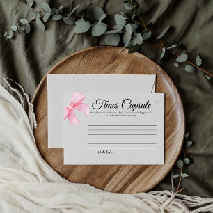 Pink bow  ribbon Time Capsule Bridal Shower  Enclosure Card