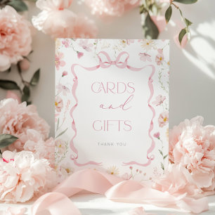 Pink Bow ribbon Wildflower Cards and gifts Poster