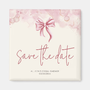 Pink Bow Save the Date Bridal Shower Magnet